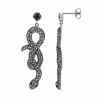 Lavish By TJM Sterling Silver Garnet Snake Drop Earrings