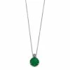 Lavish By TJM Sterling Silver Jade & Marcasite Round Pendant Necklace
