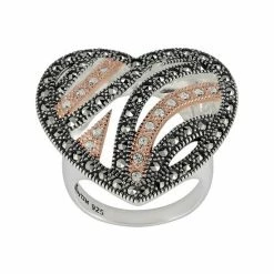 Lavish By TJM 14k Rose Gold Over Silver & Sterling Silver Crystal Heart Ring