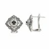 Lavish By TJM Sterling Silver Black Spinel, Marcasite & Cubic Zirconia Accent Omega Earrings