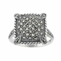 Lavish By TJM Sterling Silver Marcasite Pave Cushion Ring