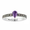 Lavish By TJM Sterling Silver Pear Cut Amethyst & Marcasite Ring