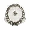 Lavish By TJM Sterling Silver Sunray Crystal & Marcasite Oval Frame Ring