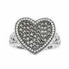 Lavish By TJM Sterling Silver Marcasite Pave Heart Ring