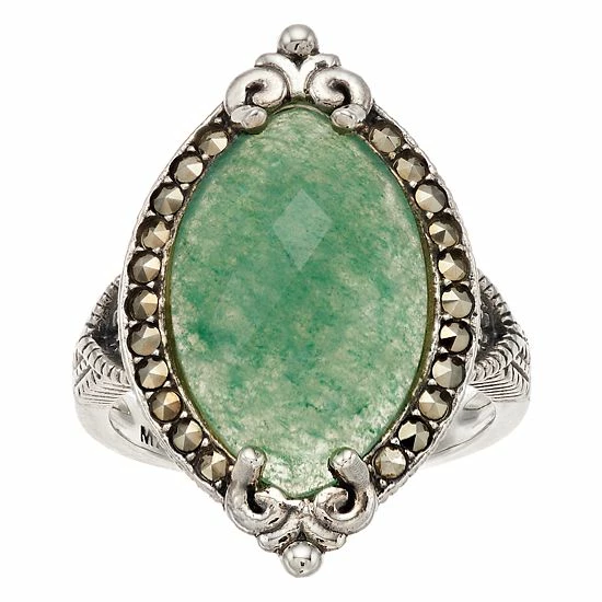Lavish By TJM Sterling Silver Green Aventurine & Marcasite Marquise Ring 3 Lavish By TJM Sterling Silver Green Aventurine & Marcasite Marquise Ring