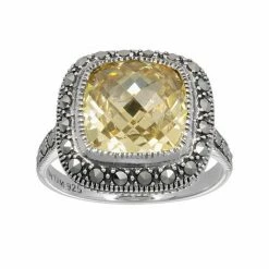 Lavish By TJM Sterling Silver Canary Cubic Zirconia Ring
