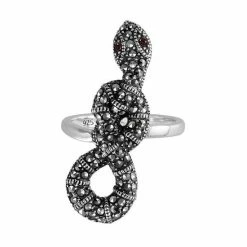 Lavish By TJM Sterling Silver Garnet Snake Ring
