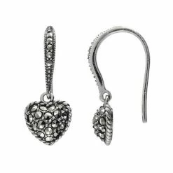Lavish By TJM Sterling Silver Heart Drop Earrings