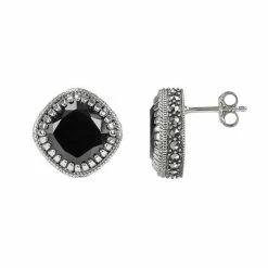 Lavish By TJM Sterling Silver Black Onyx Stud Earrings