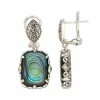 Lavish By TJM Sterling Silver Abalone & Marcasite Cushion Dangle Earrings