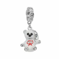 Lavish By TJM Sterling Silver Cubic Zirconia Tiny Bear Charm