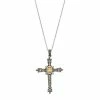 Lavish By TJM Sterling Silver Citrine & Marcasite Cross Pendant