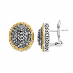 Lavish By TJM Sterling Silver Marcasite Gold Tone Clad Trim Omega Earrings