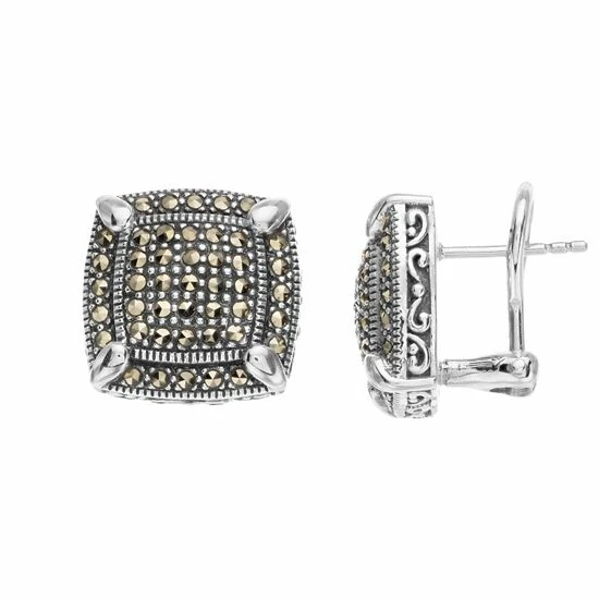 Lavish By TJM Sterling Silver Marcasite Omega Earrings 3 Lavish By TJM Sterling Silver Marcasite Omega Earrings