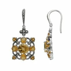 Lavish By TJM Sterling Silver Citrine Drop Earrings