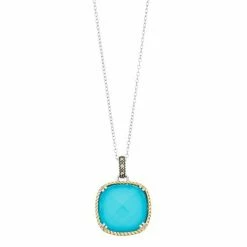 Lavish By TJM Sterling Silver Simulated Turquoise Pendant Necklace