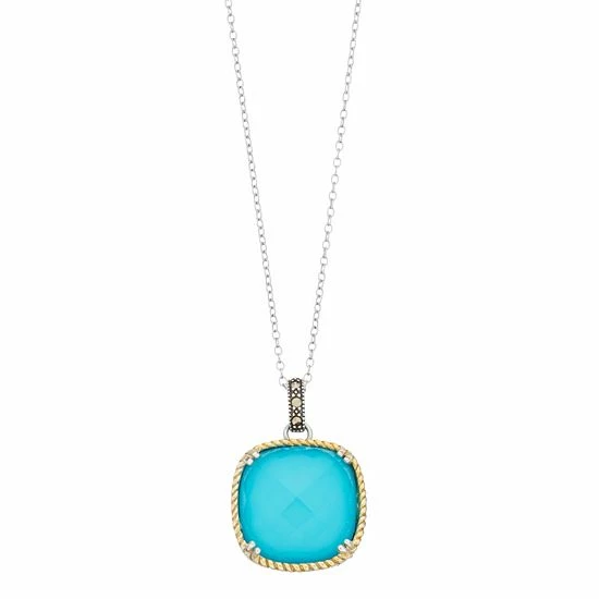 Lavish By TJM Sterling Silver Simulated Turquoise Pendant Necklace 3 Lavish By TJM Sterling Silver Simulated Turquoise Pendant Necklace