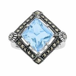 Lavish By TJM Sterling Silver Blue Quartz & Marcasite Ring