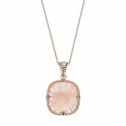 Lavish By TJM 18k Rose Gold Over Silver Rose Quartz Pendant