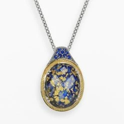 Lavish By TJM 14k Gold Over Silver & Sterling Silver Lapis & Crystal Doublet Pendant