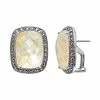 Lavish By TJM Sterling Silver Crystal & Mother-of-Pearl Doublet Frame Stud Earrings