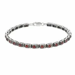 Lavish By TJM Sterling Silver Garnet & Marcasite Bracelet