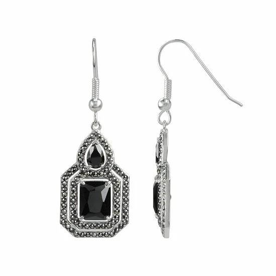 Lavish By TJM Cubic Zirconia & Marcasite Silver Tone Drop Earrings 3 Lavish By TJM Cubic Zirconia & Marcasite Silver Tone Drop Earrings