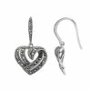 Lavish By TJM Sterling Silver Heart Drop Earrings