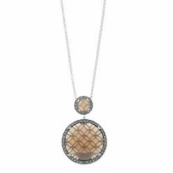 Lavish By TJM Sterling Silver Gray Agate & Marcasite Pendant Necklace