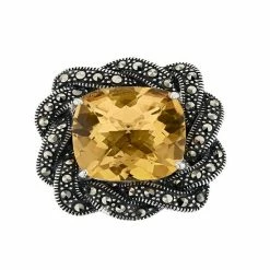 Lavish By TJM Sterling Silver Citrine & Marcasite Ring