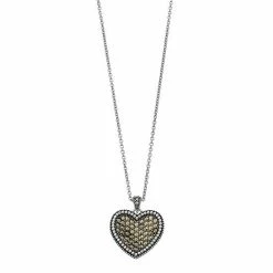 Lavish By TJM Sterling Silver Marcasite Pave Heart Pendant Necklace
