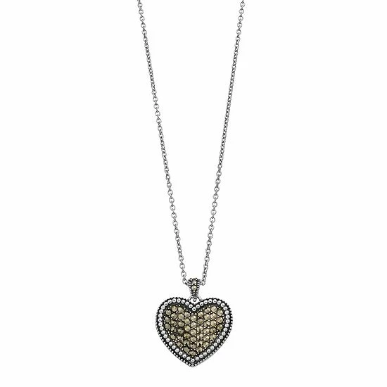Lavish By TJM Sterling Silver Marcasite Pave Heart Pendant Necklace 3 Lavish By TJM Sterling Silver Marcasite Pave Heart Pendant Necklace