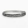Lavish By TJM Sterling Silver Crystal Multirow Bangle Bracelet