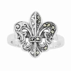Lavish By TJM Sterling Silver Marcasite Fleur-de-Lis Ring