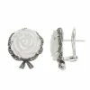 Lavish By TJM Sterling Silver Mother Of Pearl Rose & Marcasite Omega Earrings