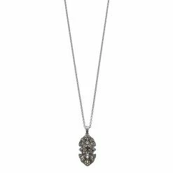 Lavish By TJM Sterling Silver Black Spinel, Marcasite & Cubic Zirconia Accent Pendant Necklace
