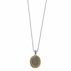 Lavish By TJM Two Tone Sterling Silver Marcasite Oval Pendant Necklace