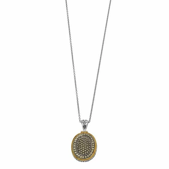 Lavish By TJM Two Tone Sterling Silver Marcasite Oval Pendant Necklace 3 Lavish By TJM Two Tone Sterling Silver Marcasite Oval Pendant Necklace