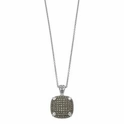 Lavish By TJM Sterling Silver Marcasite Cushion Pendant Necklace