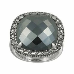 Lavish By TJM Sterling Silver Hematite Square Ring