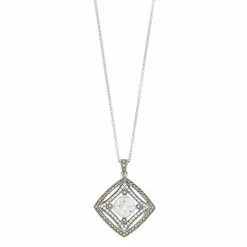 Lavish By TJM Sterling Silver Cubic Zirconia Square Pendant Necklace