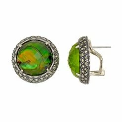 Lavish By TJM Sterling Silver Abalone Doublet & Marcasite Earrings