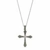 Lavish By TJM Sterling Silver Amethyst & Marcasite Cross Pendant