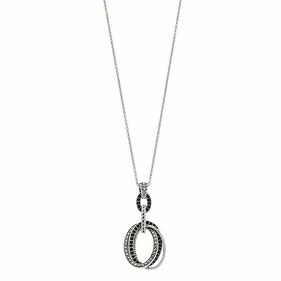 Lavish By TJM Sterling Silver Black Spinel Oval Pendant Necklace 3 Lavish By TJM Sterling Silver Black Spinel Oval Pendant Necklace