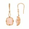 Lavish By TJM 18k Rose Gold Over Silver Rose Quartz Drop Earrings