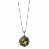 Lavish By TJM Sterling Silver Crystal Gold Leaf & Onyx Doublet Disc Pendant