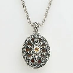 Lavish By TJM Sterling Silver Citrine Openwork Oval Locket