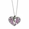 Lavish By TJM Sterling Silver Heart Pink CZ & Marcasite Pendant Necklace