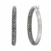 Lavish By TJM Sterling Silver Marcasite Hoop Earrings