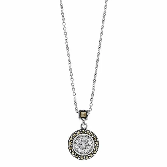 Lavish By TJM Sterling Silver Marcasite & Cubic Zirconia Circle Pendant 3 Lavish By TJM Sterling Silver Marcasite & Cubic Zirconia Circle Pendant